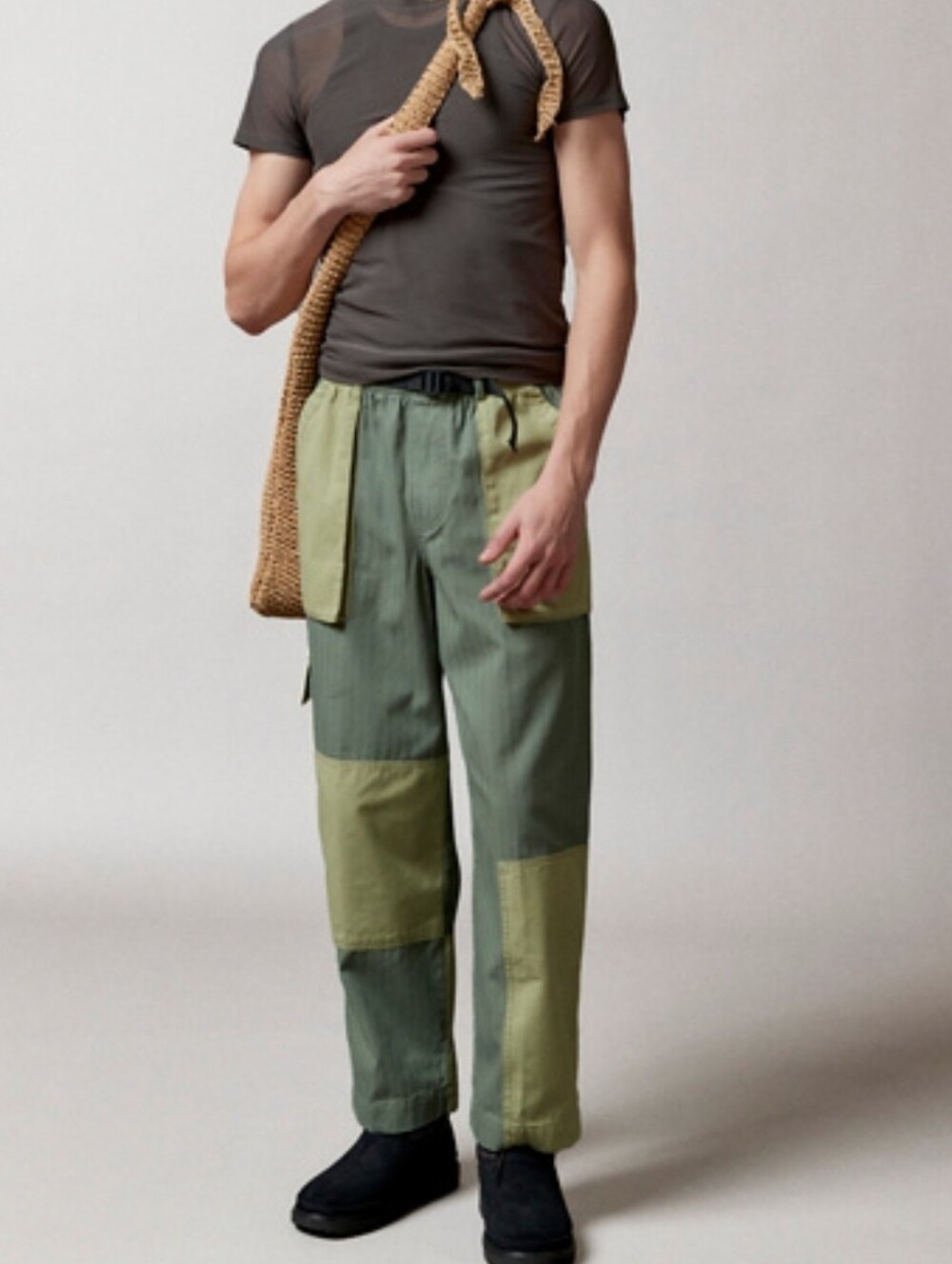 BDG Olive Two-Tone Patchwork  Blocked Cargo Pants